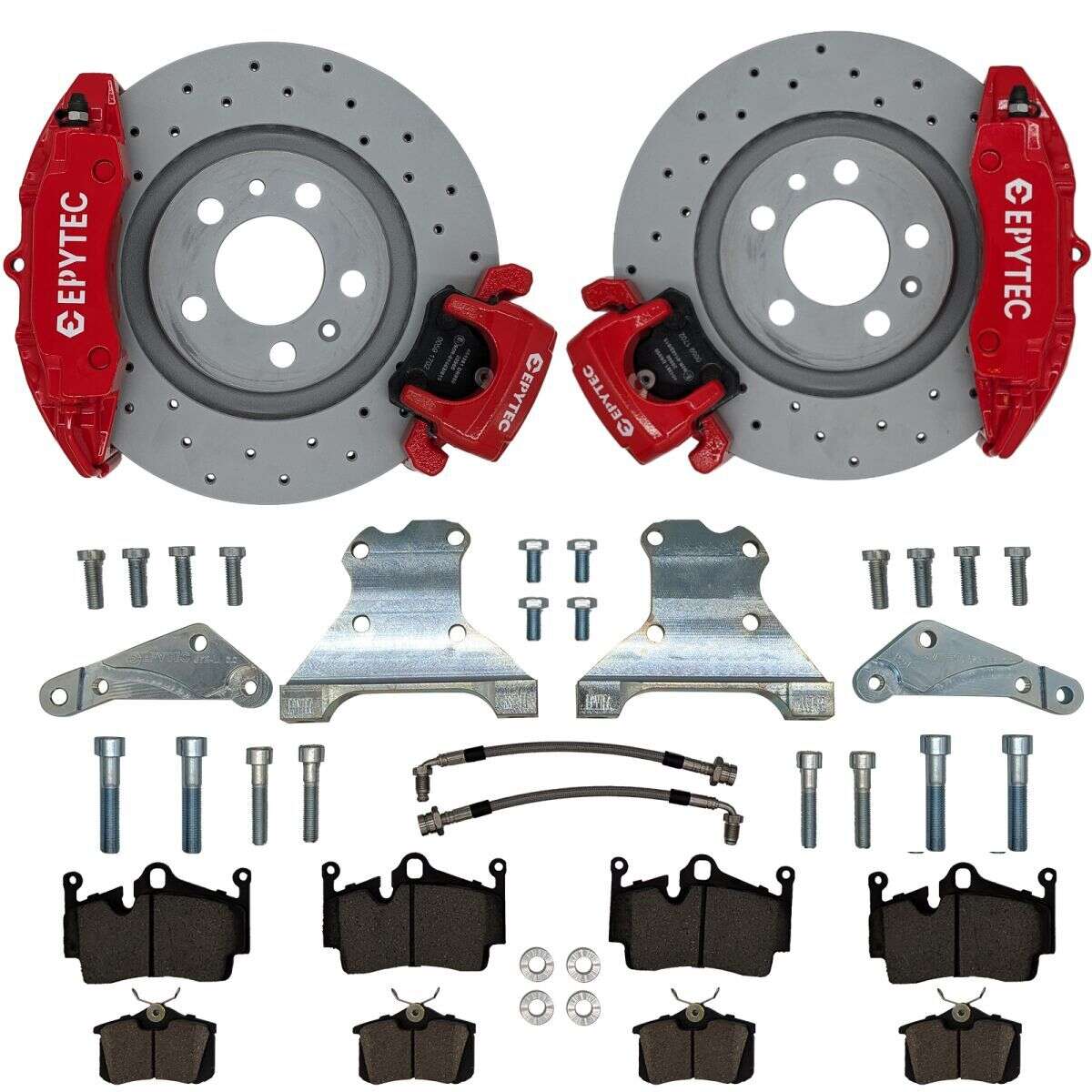 Großes Bremsanlagen KIT Hinterachse VW Golf 4 VW Polo 6R WRC Bora 1,8T Audi A3 Porsche 4-Kolben Sattel Golf 4 R32 Audi S3 Bremssattel Hinterachse Handbremssattel 280x22 Bremsscheibe - Farbe Bremssattel: Rot mit Epytec Logo Großes Bremsanlagen KIT Hinterachse VW Golf 4 VW Polo 6R WRC Bora 1,8T Audi A3 Porsche 4-Kolben Sattel Golf 4 R32 Audi S3 Bremssattel Hinterachse Handbremssattel 280x22 Bremsscheibe - Farbe Bremssattel: Rot mit Epytec Logo
