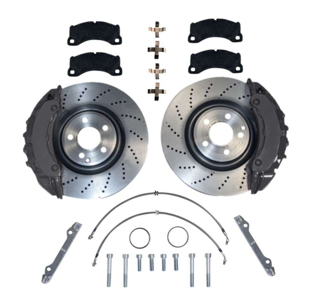 Großes Bremsanlagen KIT VW Golf 7 8 Seat Leon Audi A3 Cupra Leon Skoda Bremssatteladapter 360x36 Bremsscheibe Mercedes Porsche Panamera 82mm Bremssattel - Farbe Bremssattel: Blank ohne Farbe