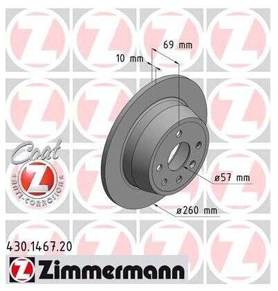 2x Opel Astra F CC Caravan Vectra A CC 1.8i 2.0i 16V brake discs Zimmermann 260x10 430.1467.20