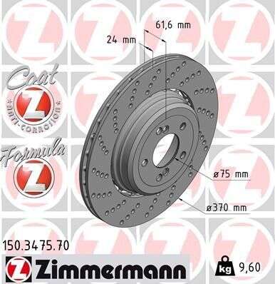 2x Bremsscheibe  BMW E60 M5 370x24 Zimmermann Formula Z Coat Z  150.3475.70