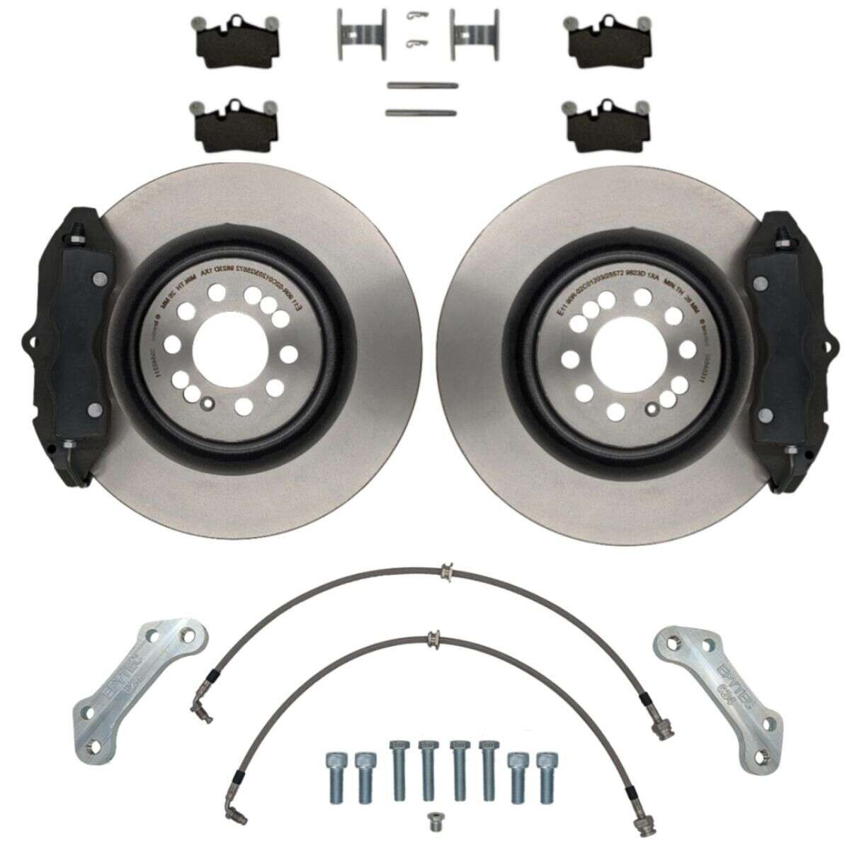 VW Golf 3 Corrado Passat 35i VR6 Bremssatteladapter 390x36mm Bremsscheibe 4-Kolben Porsche Cayenne Bremsanlage - Farbe Bremssattel: Blank ohne Farbe