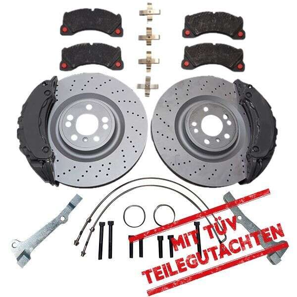 Grand KIT de freinage VW Golf 5 6 Plus Audi A3 Jetta Seat Leon Altea Etrier de frein 375x36mm Disque de frein avec certificat de conformité - Couleur de l'étrier de frein : nu sans couleur
