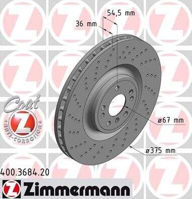 2x disques de frein Zimmermann Sport 375x36mm réalésés sur 5x120 avec perçage du moyeu 76mm