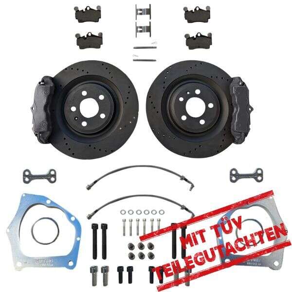 Big Brake systems KIT rear axle Audi TT VW Tiguan Porsche Cayenne 4-piston caliper Audi TT handbrake caliper 356x22 brake disc with parts certificate - brake calliper colour: blank without colour