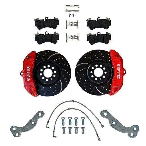  Big Brake systems KIT VW Golf 1 2 3 G60 Passat Scirocco Polo Corrado Jetta Porsche Cayenne ZL17 ZR17 Brake caliper 334x32mm Brake disc - Farbe Bremssattel: Rot mit Epytec Logo