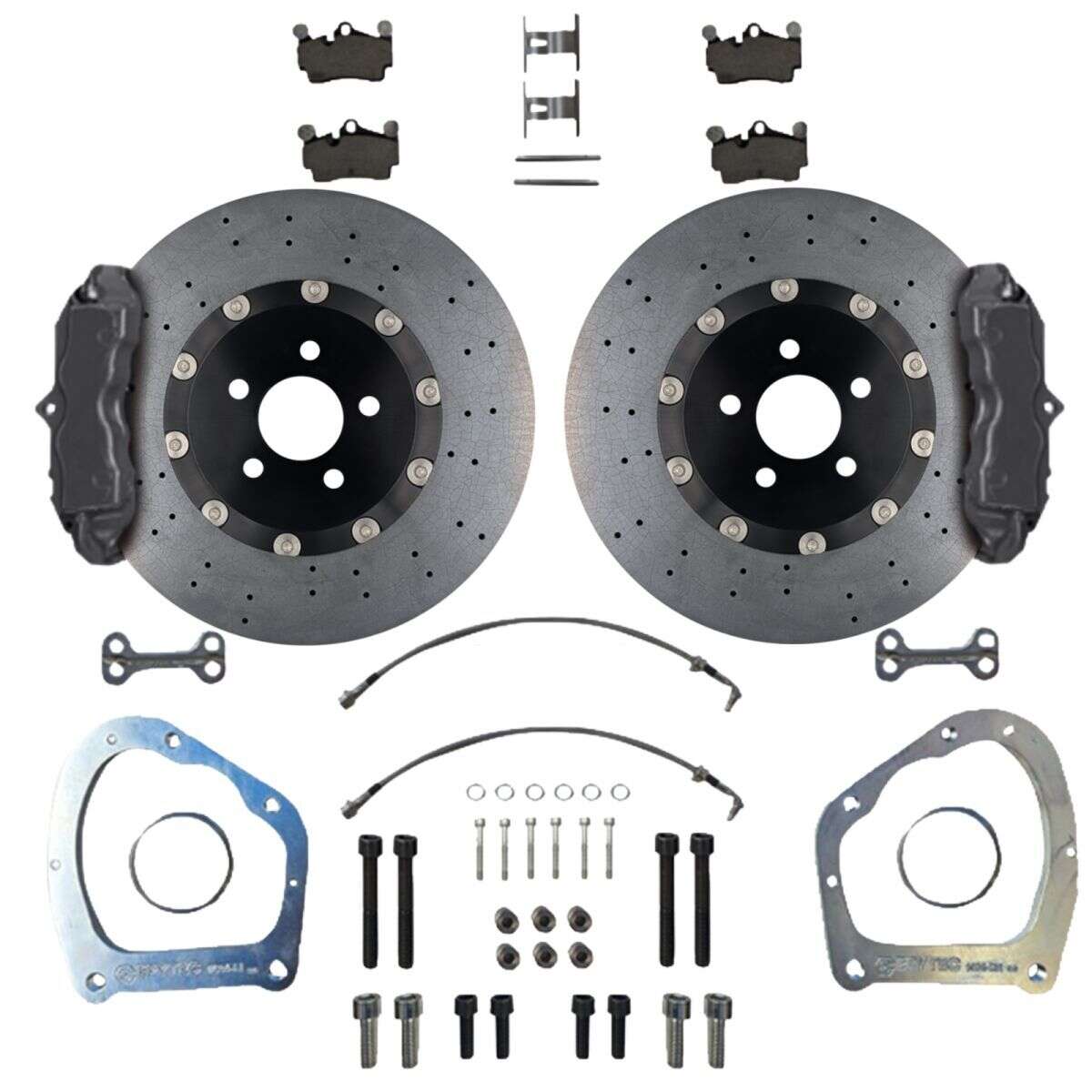 Large Brake System KIT Rear Axle Golf 7R Audi A3 8V Porsche Cayenne 4-Piston Caliper VW Golf 5R 6R Handbrake Caliper 355x22 Ceramic Brake Disc - Caliper Color: Blank without Paint