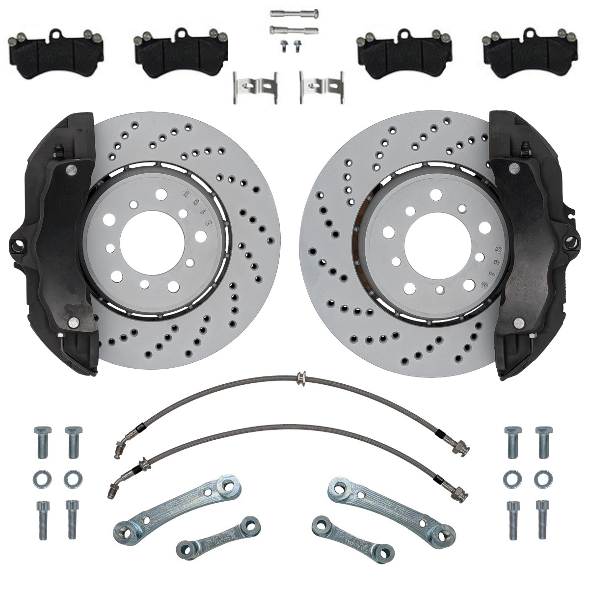 Großes Bremsanlagen KIT 3er BMW E30 Porsche Cayenne ZL17 ZR17 Bremssattel 328x25mm Bremsscheibe - Farbe Bremssattel: Blank ohne Farbe