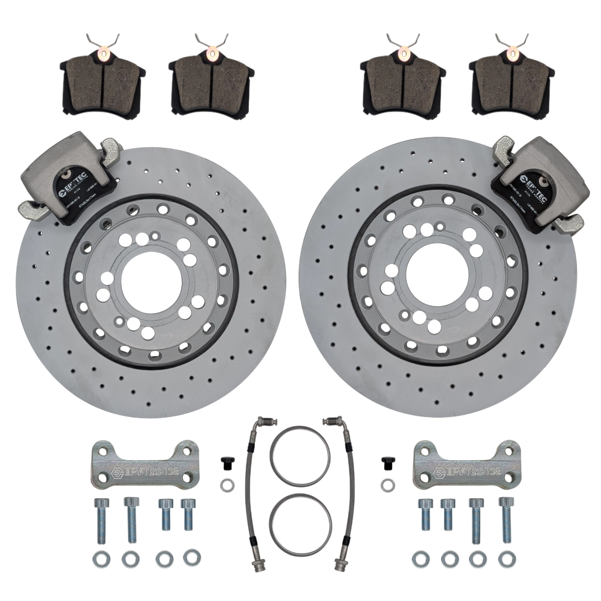 Großes Bremsanlagen KIT Hinterachse VW Golf 4 R32 Polo VW Polo 6r WRC Audi S3 Adapter R32 S3 Bremse 310x22 Bremsscheibe - Farbe Bremssattel: Blank ohne Farbe