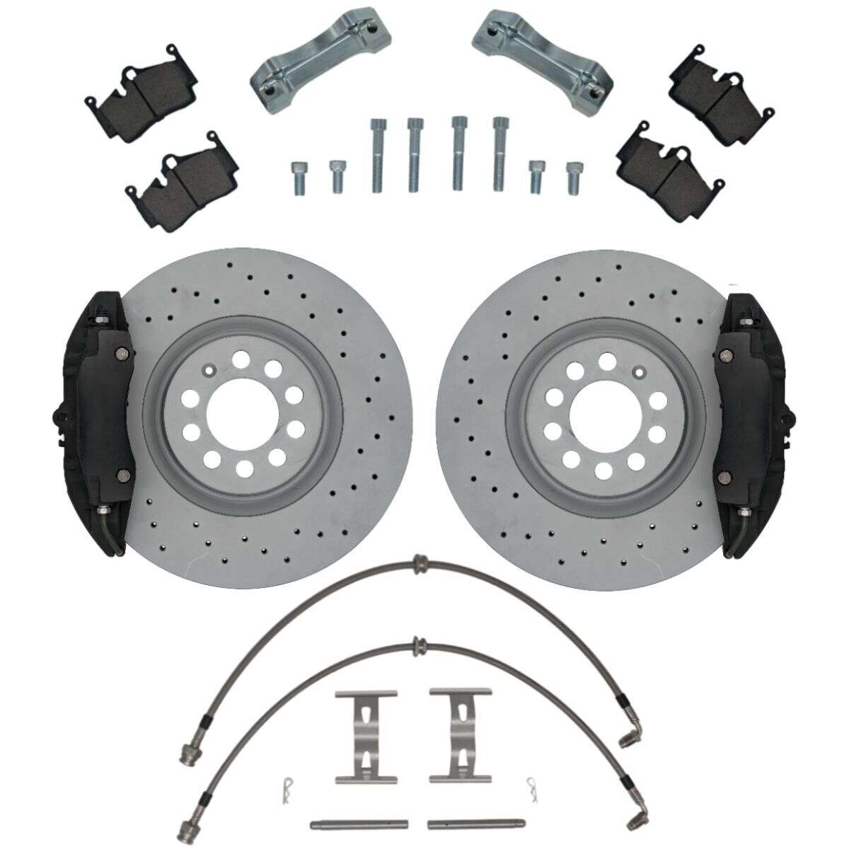  Brake system KIT VW Audi TT A3 S3 VW Golf 4 Polo 9N VW Polo 6R WRC Bora Porsche 996 brake caliper 312x25mm brake disc - Colour brake caliper: blank without colour