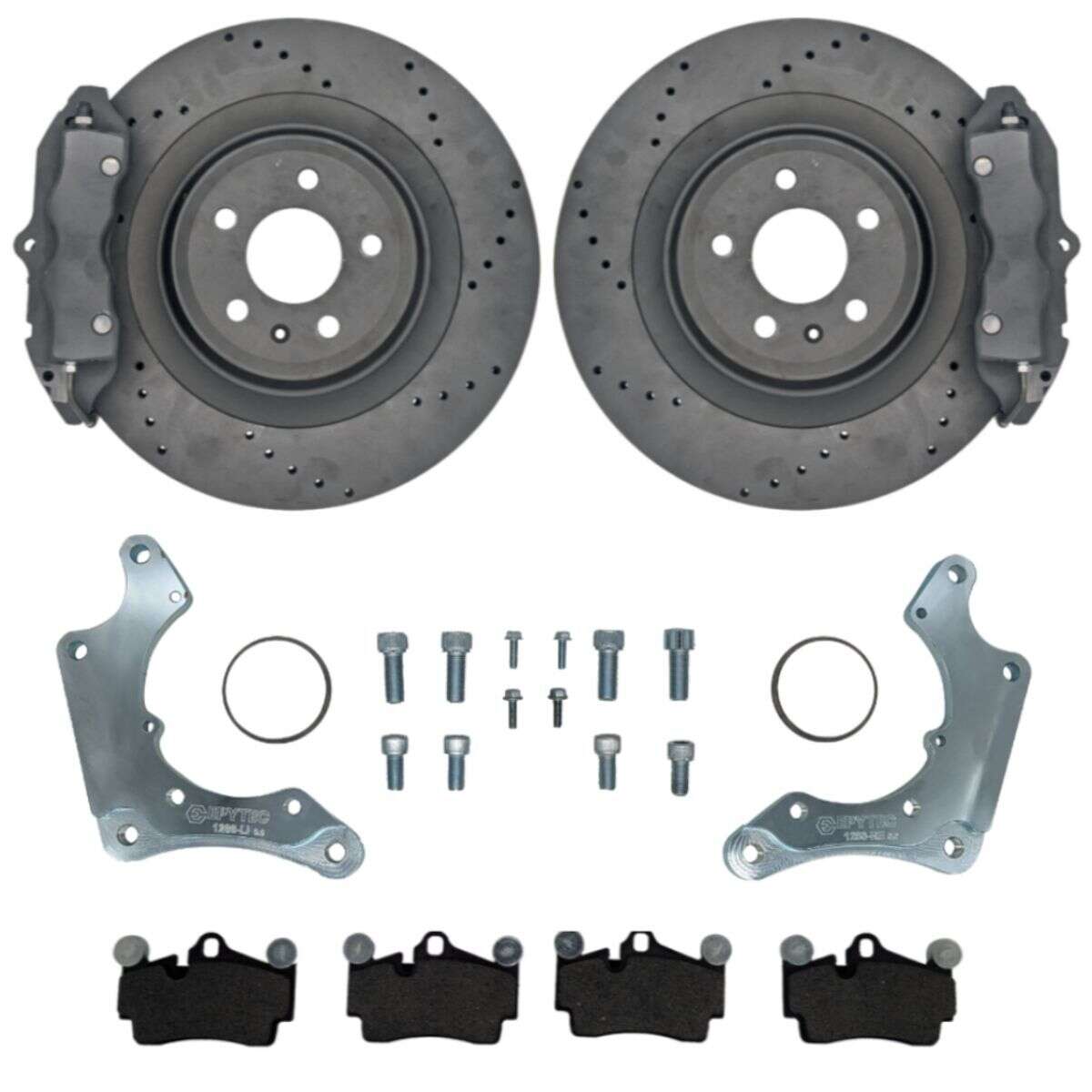 Big brake system KIT rear axle BMW X1 X2 2-series Mini Porsche Cayenne 4-piston caliper 356x22 brake disc - Colour brake caliper: Blank without colour Big brake system KIT rear axle BMW X1 X2 2-series Mini Porsche Cayenne 4-piston caliper 356x22 brake disc - Colour brake caliper: Blank without colour