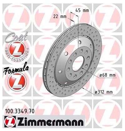 2xbrake disc Audi A4 Avant RS4 quattro Zimmerman sport 312x22 100.3349.70
