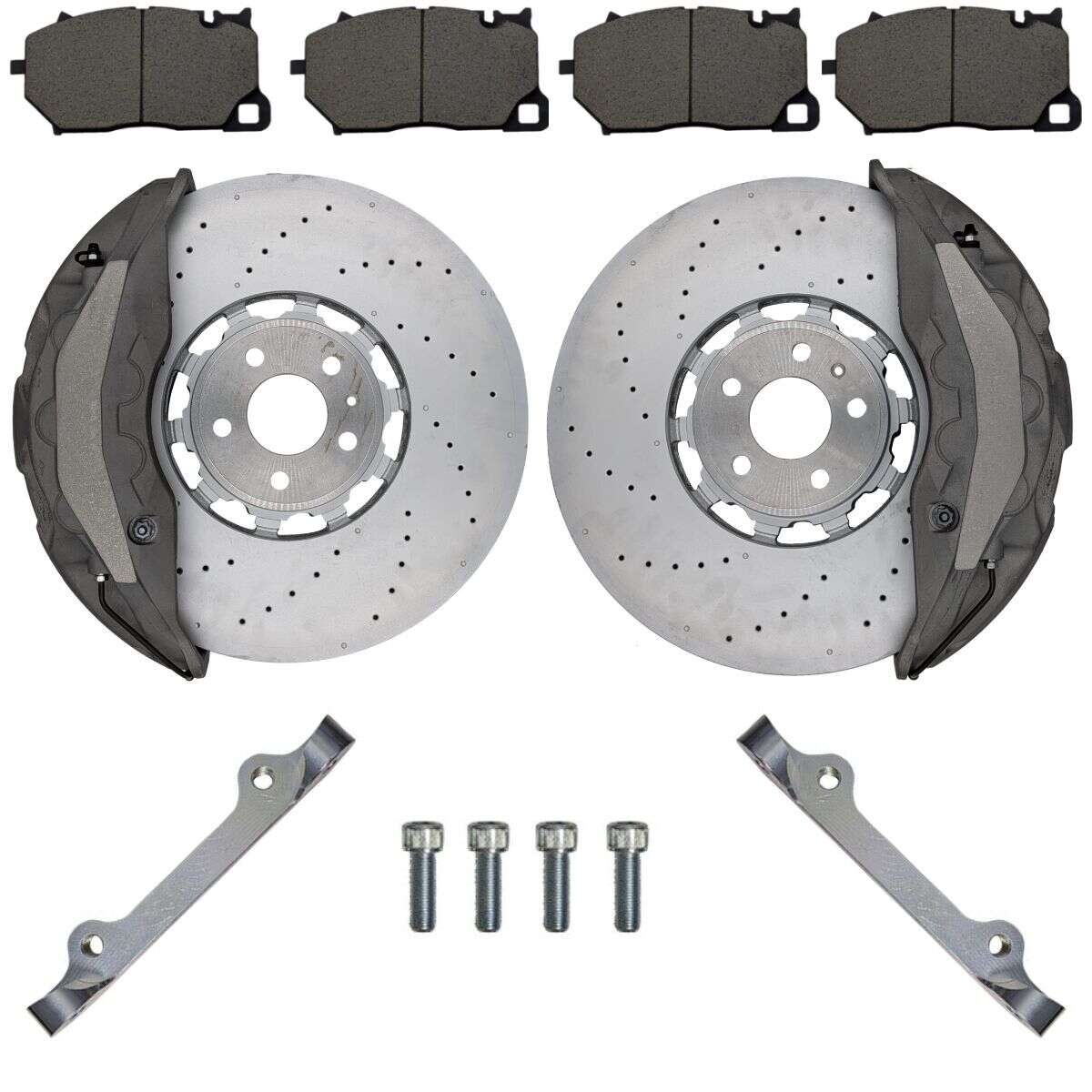 Large Brake System Kit Audi RS6 RS7 C8 Brake Caliper Adapter 420x406mm Brake Disc 10-Piston Akebono Brake Caliper - Brake Caliper Color: Bare without Paint
