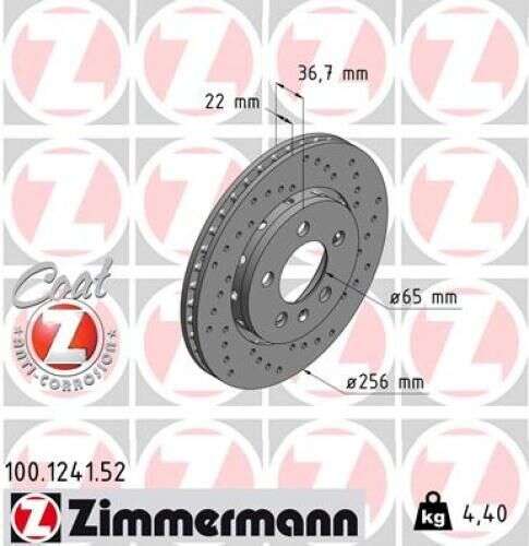 2x VW Golf Audi R32 S3 V5 Bremsscheibe Zimmermann 256x22 Seat Skoda quattro 100.1241.52