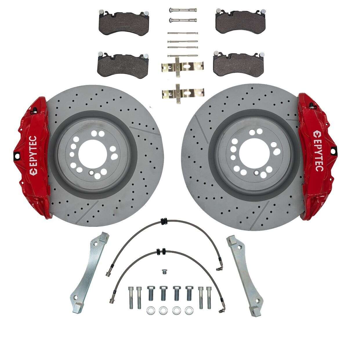 VW Multivan T7 Bremssatteladapter 390x36mm Bremsscheibe Mercedes GL 6-Kolben W204 AMG Bremssattel  - Farbe Bremssattel: Rot mit Epytec Logo