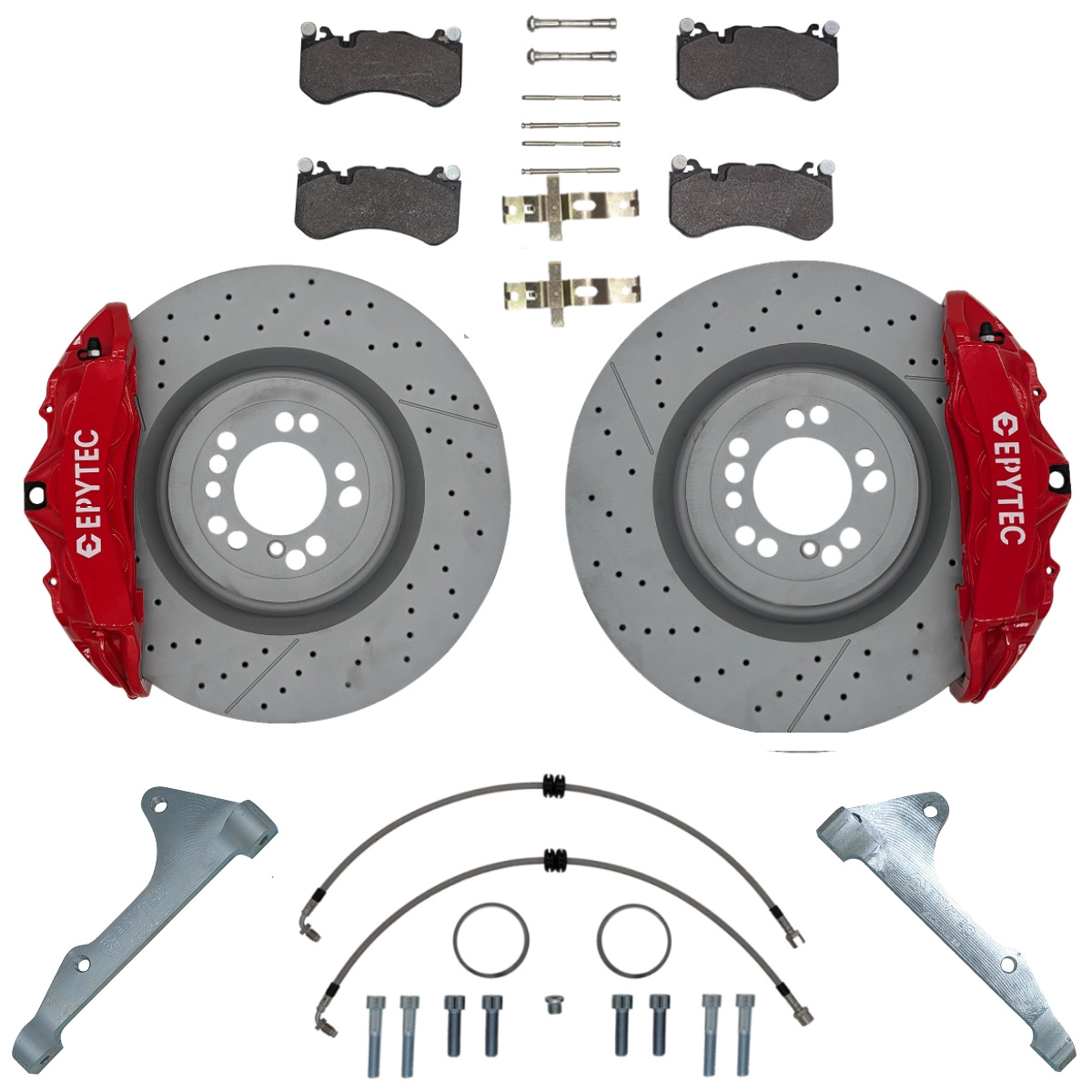 VW Golf 7 Golf 8 Audi A3 brake caliper adapter 390x36mm brake disc Mercedes GL 6-piston W204 AMG brake caliper - Colour of brake caliper: red with Epytec logo