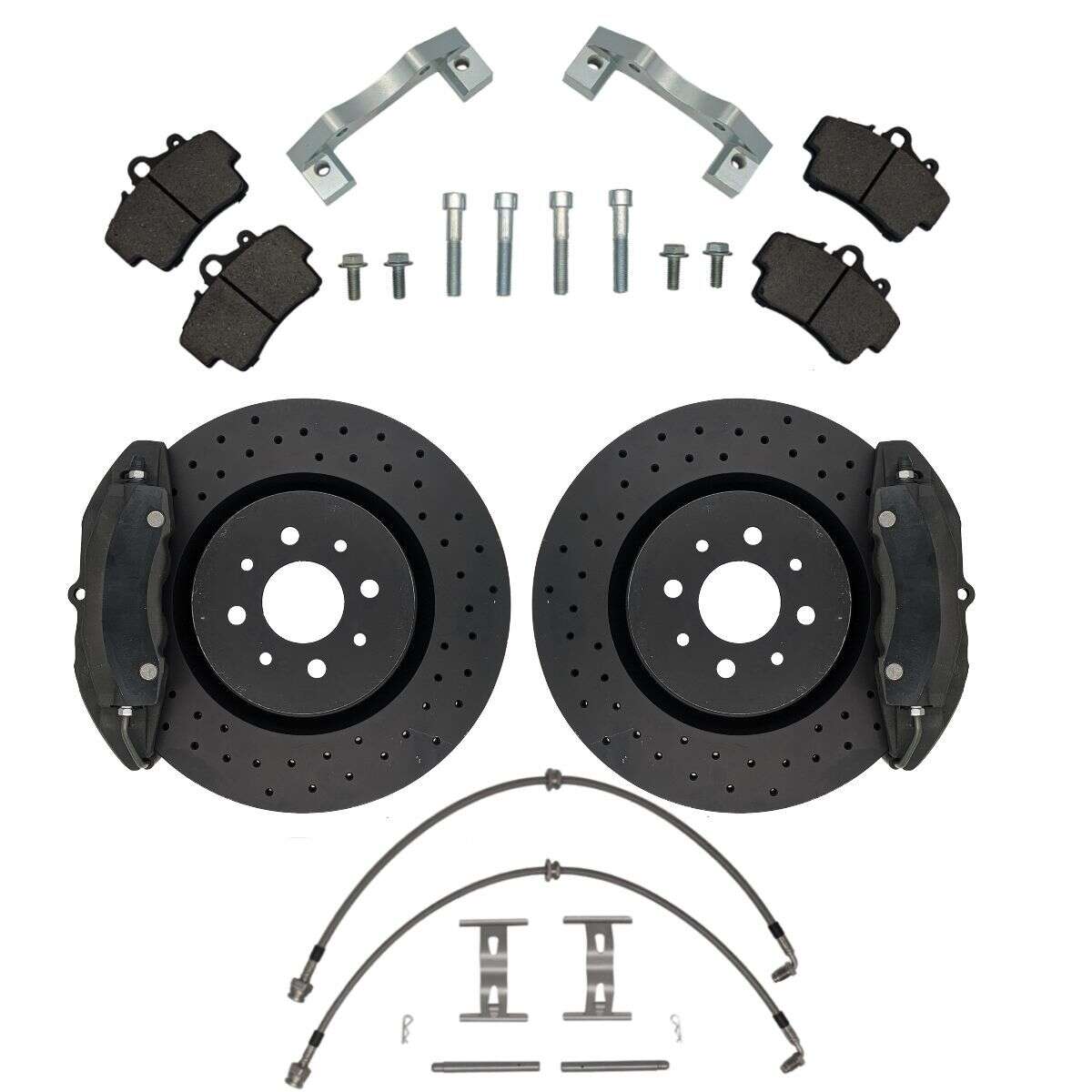 Brake system KIT VW Golf 1 Caddy Scirocco 4-piston Porsche Boxter 996 brake callipers 305x28mm brake disc - Colour brake calliper: blank without colour